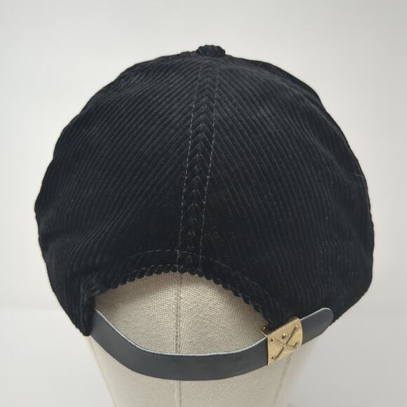 Coors Rodeo Slideback Hat Black One Size Solid Leather Strap Corduroy - Picture 5 of 8